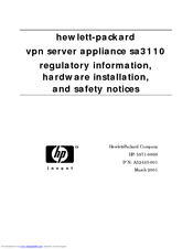 HP sa3110 Regulatory Information, Hardware Installation, And Safety Notices