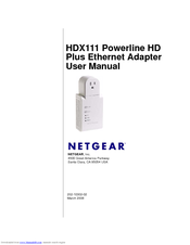 Netgear HDX111 - Powerline HD Plus Ethernet Adapter User Manual