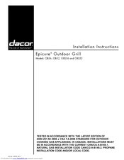 Dacor Epicure OBSB162 Installation Instructions Manual