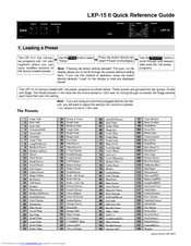 LEXICON LXP-15 II Quick Reference Manual