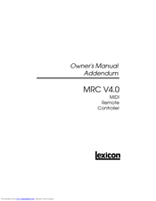 LEXICON MRC V4.0 Owner's Manual Addendum