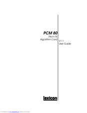LEXICON PCM 80 - V1.1 REV 1 PITCH FX User Manual