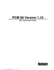 LEXICON PCM 80 V1.10 - Midi Implementation Manual