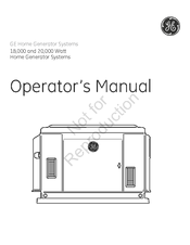 GE HOME NERATOR SYSTEM 20000 WATT Operator's Manual