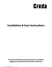 CREDA HB51S Installation And User Instructions Manual