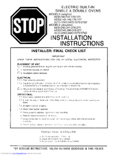 KitchenAid KEBS277SBL - 27 Inch Double Electric Wall Oven Installation Instructions Manual
