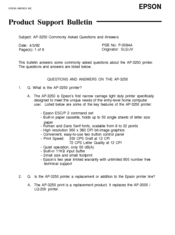 Epson AP-3250 Product Support Bulletin