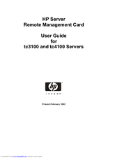HP Tc4100 - Server - 256 MB RAM User Manual
