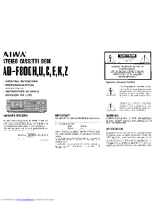 Aiwa AD-F 800C Manual