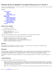 Mcafee VIRUSSCAN ENTERPRISE 8.7I PATCH 4 - RELEASE NOTES Release Note