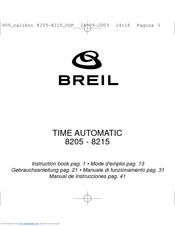 BREIL TIME AUTOMATIC 8215 Instruction Book