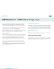 ESET MAIL SECURITY - FOR MICROSOFT EXCHANGE SERVER Datasheet