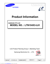 Samsung LTN154X3-L01 - 15.4 WXGA Laptop LCD Screen Product Information