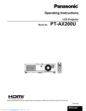 Panasonic AX200U - LCD Projector - HD 720p Operating Instructions Manual