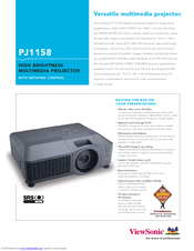 ViewSonic PJ1158 - XGA LCD Projector Specification