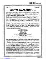 Sony SU-52HX1 Limited Warranty