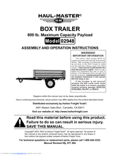 HAUL MASTER 2948 Assembly And Operation Instructions Manual