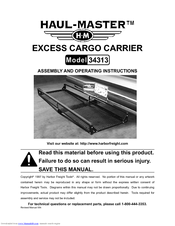 HAUL MASTER 34313 Assembly And Operating Instructions Manual