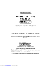 Central Machinery 42927 Assemble And Operating Instructions