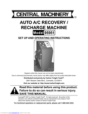 Central Machinery 95951 Set Up And Operating Instructions Manual