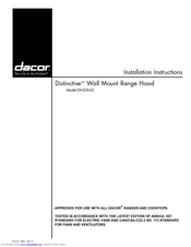 Dacor Distinctive DH3006S Installation Instructions Manual