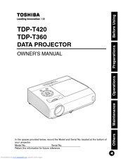 Toshiba TDP-T420 Owner's Manual