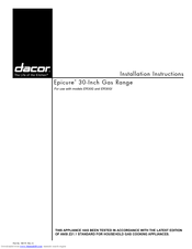 Dacor Epicure ER30G Installation Instructions Manual