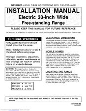 Maytag MER5752BAB - 30 Inch Electric Range Installation Manual