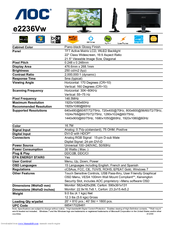 AOC E2236VW - Datasheet