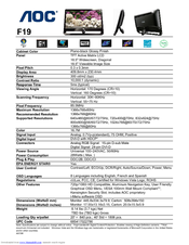 AOC Monitor F19 Specifications