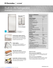 Electrolux E32AR75FPS - 16.5 cu. Ft. Refrigerator Specification Sheet