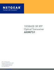 Netgear AXM751 - ProSafe XFP Transceiver Module Product Data