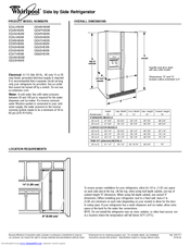 Whirlpool ED5FHAXVT - 25' Dispenser Refrigerator Dimension Manual