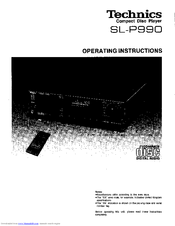 TECHNICS SL-P990 Operating Instructions Manual