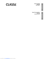 CLASSE AUDIO CDP-300 Owner's Manual