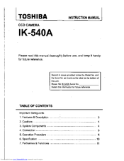 Toshiba IK-540A Instruction Manual