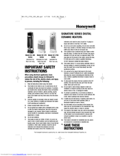 Honeywell HZ-3750GP - Electronic Ceramic Tower Heater Important Safety Instructions Manual