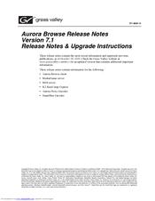 GRASS VALLEY AURORA BROWSE - S AND UPGRADE INSTRUCTIONS V7.1 Upgrade Instructions