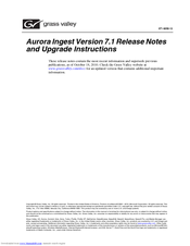 Grass Valley AURORA INGEST - RELEASE NOTES AND UPGRADE INSTRUCTIONS V7.1 Upgrade Instructions