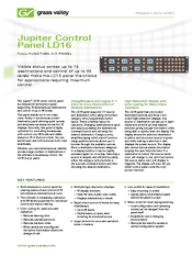 GRASS VALLEY JUPITER CONTROL PANEL LD16 - Datasheet