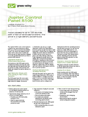 GRASS VALLEY JUPITER CONTROL PANEL S100 - Datasheet