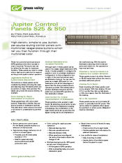 GRASS VALLEY JUPITER CONTROL PANEL S25 - Datasheet