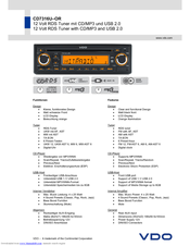 VDO CD7316U-OR Datasheet