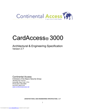 Continental Access CARDACCESS 3000 - ARCHITECTURAL AND ENGINEERING SPECIFICATION V2.7 Specification