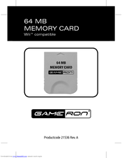 GAMERON 64 MB MEMORY CARD FOR WII Manual