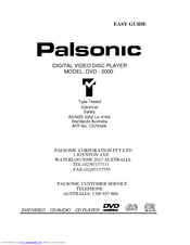 PALSONIC DVD2000 Easy Manual