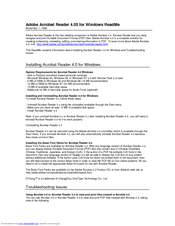 ADOBE ACROBAT READER 4.0 Troubleshooting