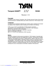 TYAN TEMPEST I5000PT Manual