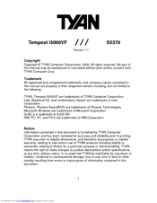 TYAN TEMPEST I5000VF Manual