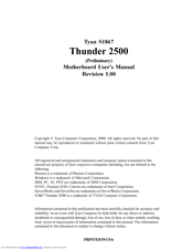TYAN S1867 THUNDER 2500 Manual